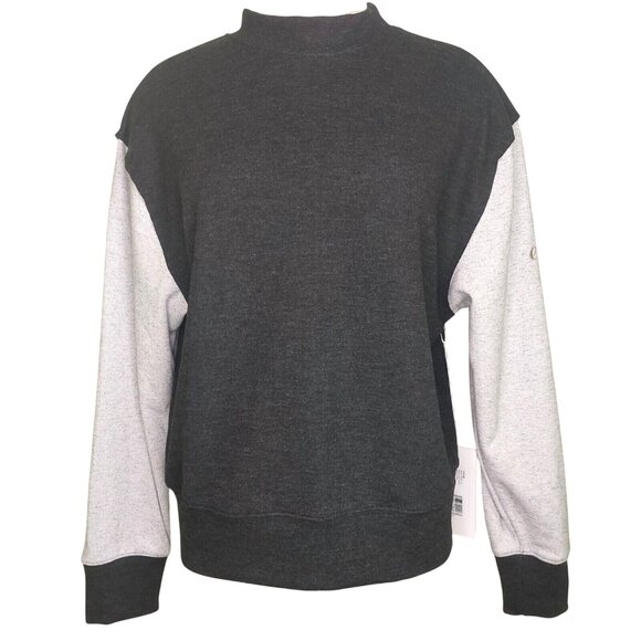 NWT Calme By Johhny Was Womens Pullover Mock Neck Sweatshirt Black/Gray Small - Picture 2 of 14